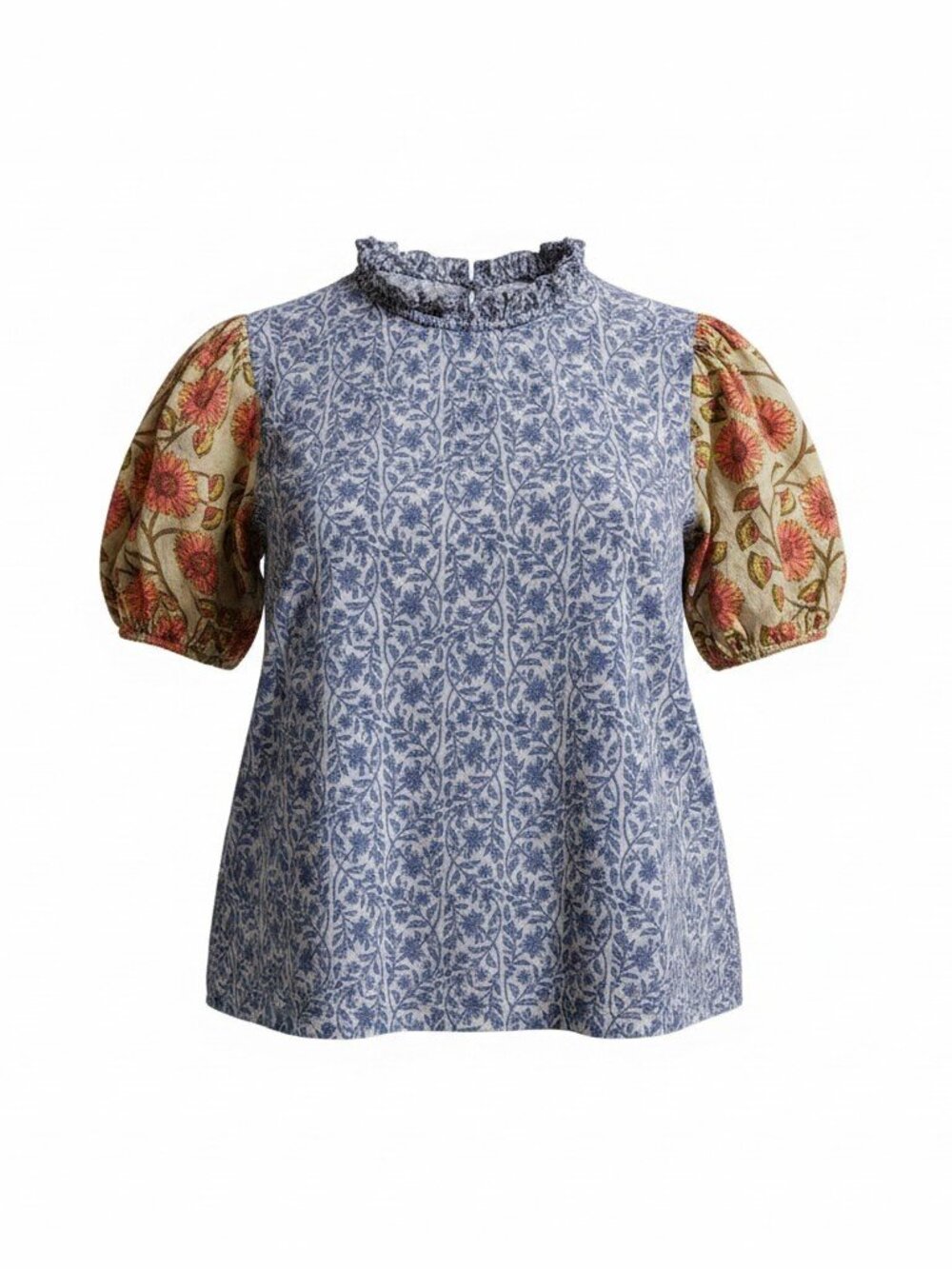 THML Women's Mixed Floral Puff Sleeve Top Size S — EUC
